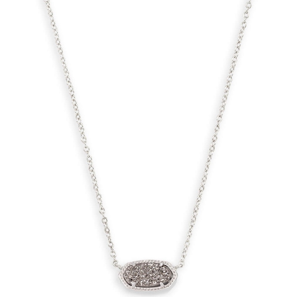 Elisa Silver Pendant Necklace In Platinum Drusy